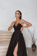 GLOWSYOU - Robe Corset Maxi Noire Paillettes - Sur Mesure