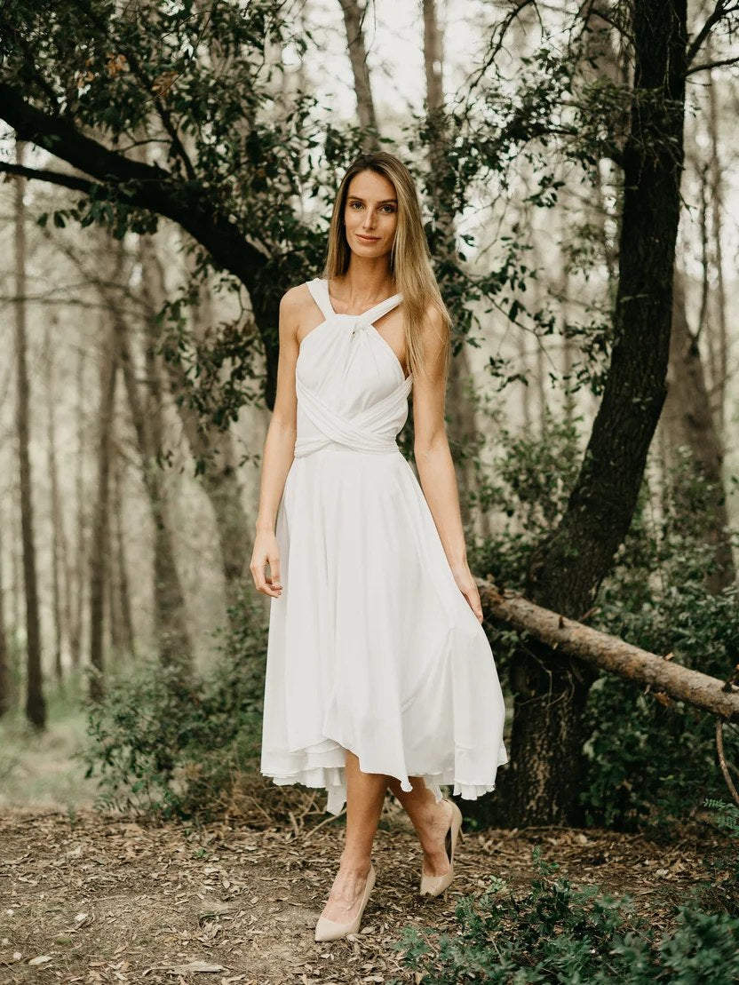 INFINITY - Weißes Multi-Way-Midikleid Novia - Brautjungfer