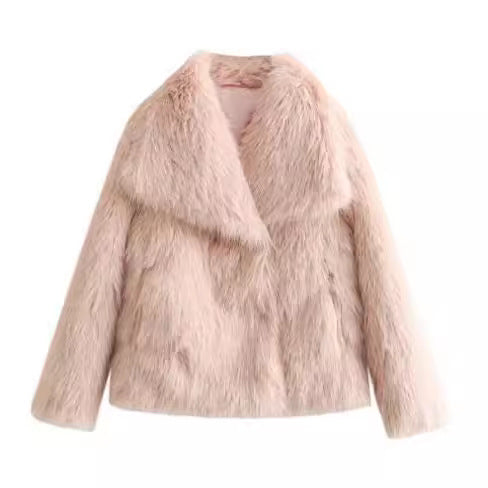 Manteau d'hiver pour femme en matière duveteuse, épais et chaud, avec revers-13