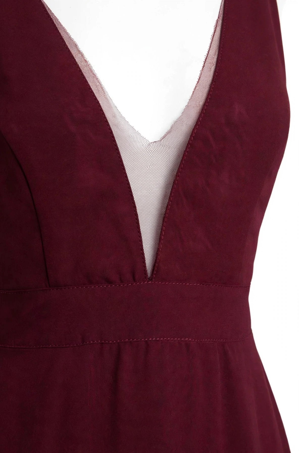 SICILIA - Robe Longue Demoiselle d'Honneur Bordeaux - Col V Plongeant