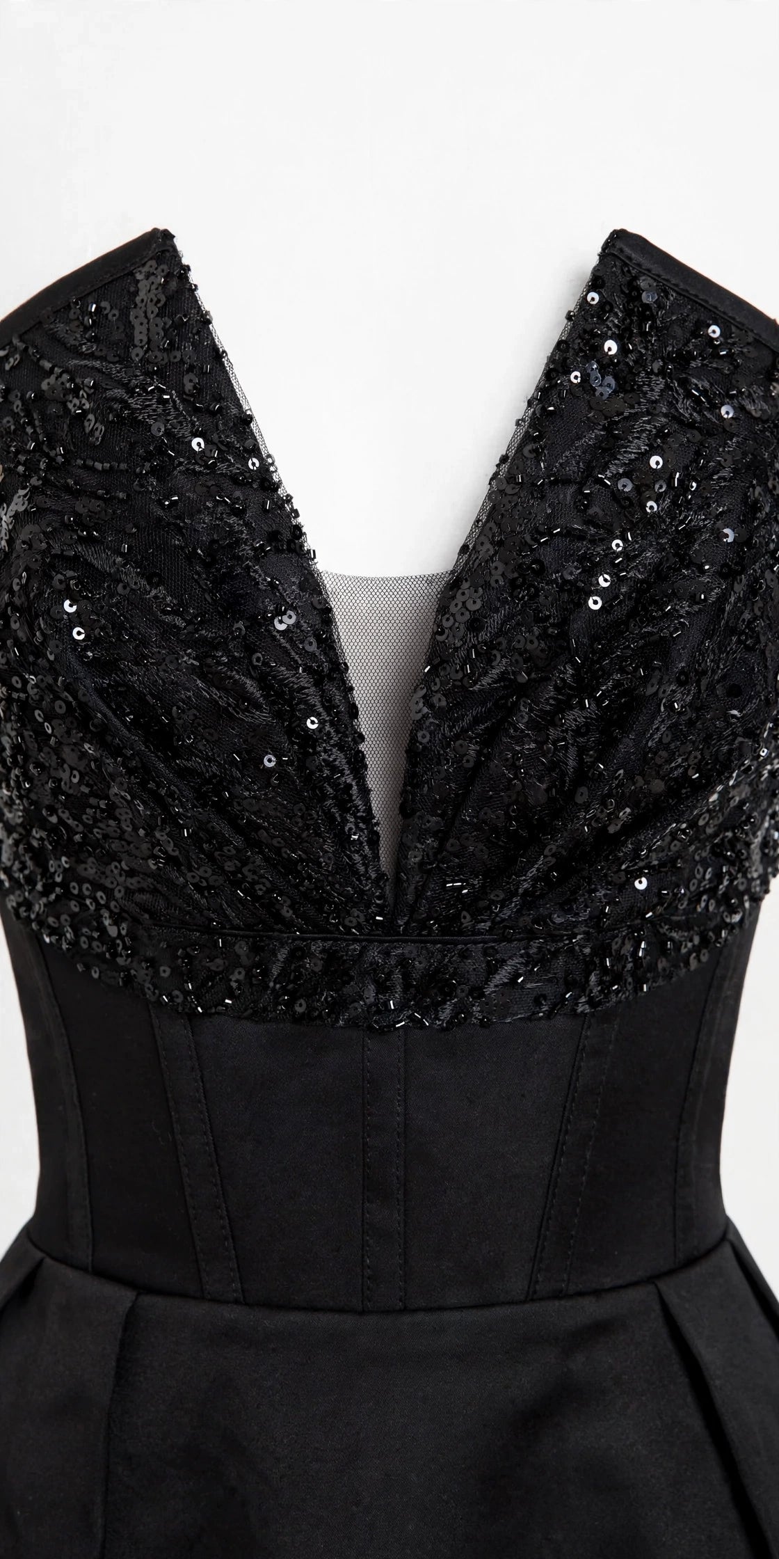 GLOWSYOU - Robe Corset Maxi Noire Paillettes - Sur Mesure