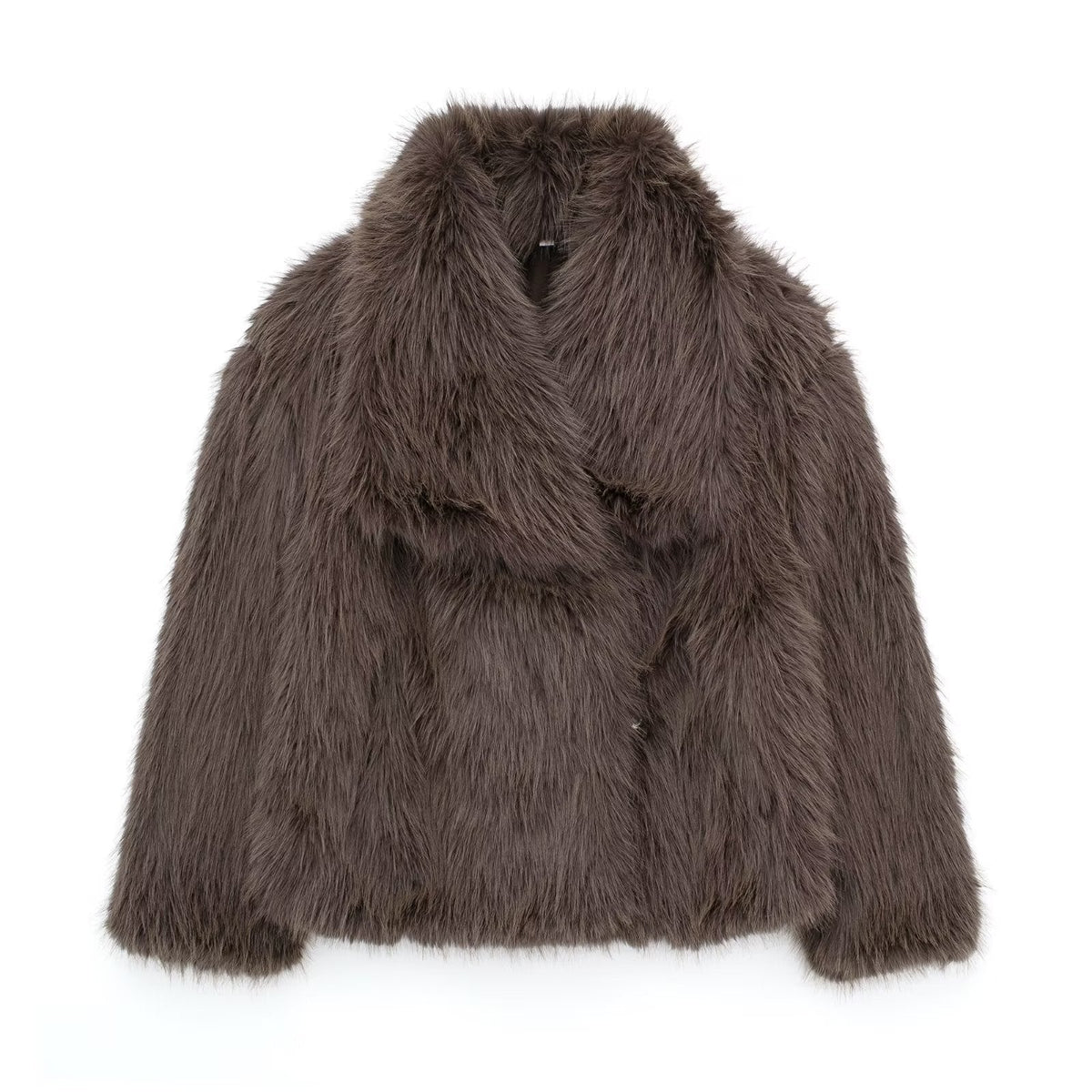 Manteau d'hiver pour femme en matière duveteuse, épais et chaud, avec revers-6