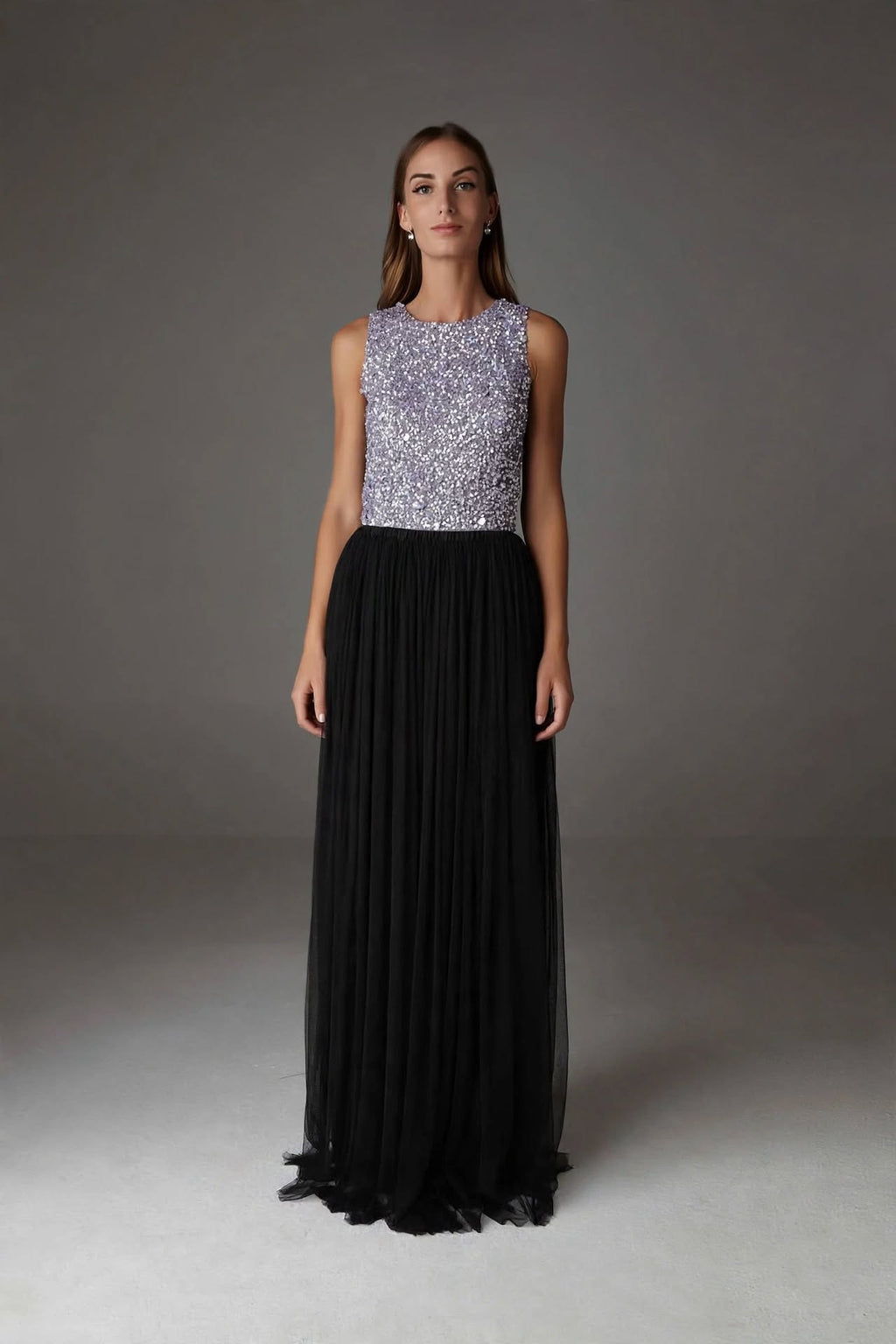 INES - Maxi Jupe Tulle Noir Plissée Longue - Soirée Invitée Mariage