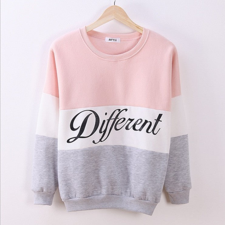 Sweat-shirt à blocs de couleurs alphabet, cardigan léger et décontracté à manches lanternes-0