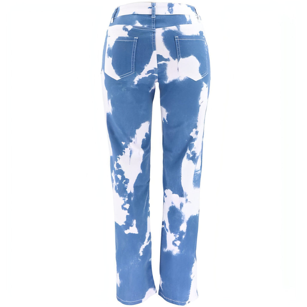 Women's tie-dye straight leg jeans