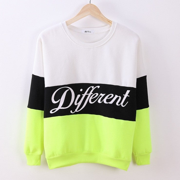 Sweat-shirt à blocs de couleurs alphabet, cardigan léger et décontracté à manches lanternes-2
