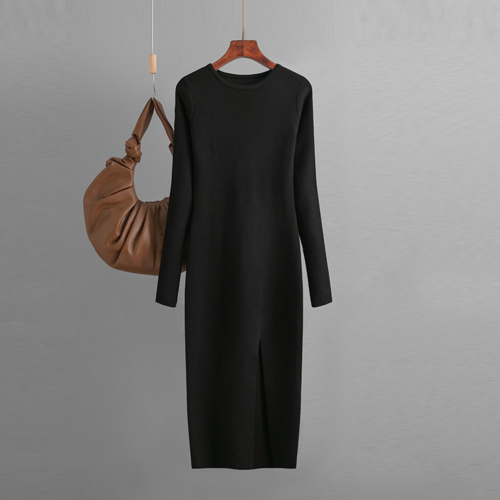 Robe Pull Dos Nu Beige - Fente Latérale