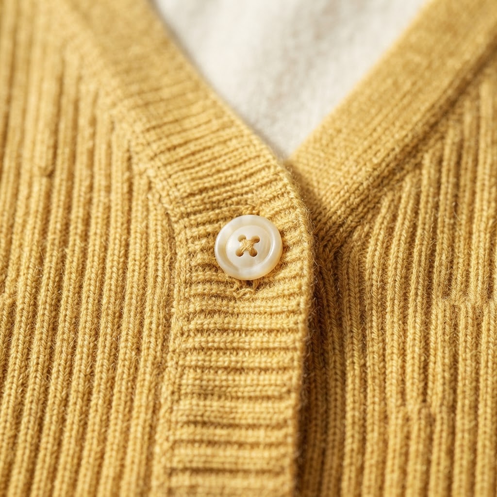 Cardigan col rond manches courtes femme en cachemire et laine ultrafin jaune - FRIDA 5