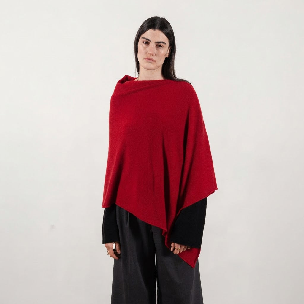 Poncho femme en cachemire rouge - LILLY 9