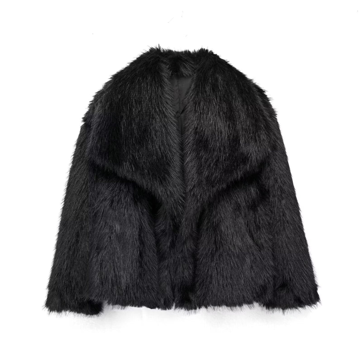 Manteau d'hiver pour femme en matière duveteuse, épais et chaud, avec revers-5