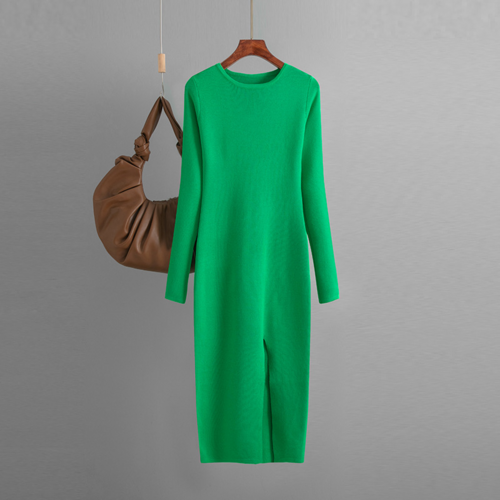 Robe Pull Dos Nu Beige - Fente Latérale