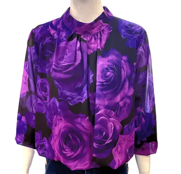 Blouse with purple flowers