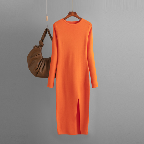Robe Pull Dos Nu Beige - Fente Latérale