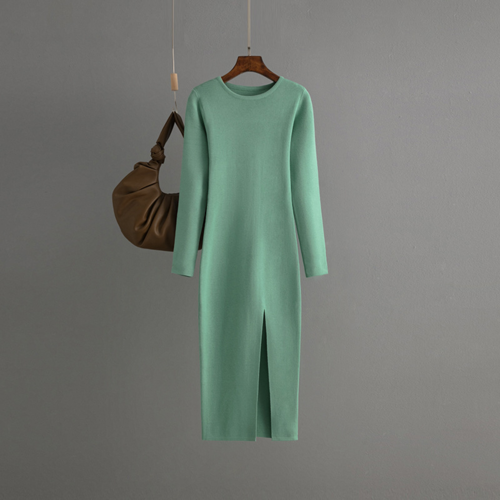 Robe Pull Dos Nu Beige - Fente Latérale