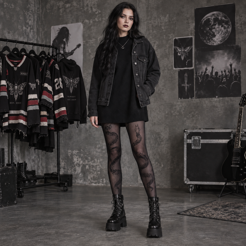 Gothic Pattern Fishnet Tights-0