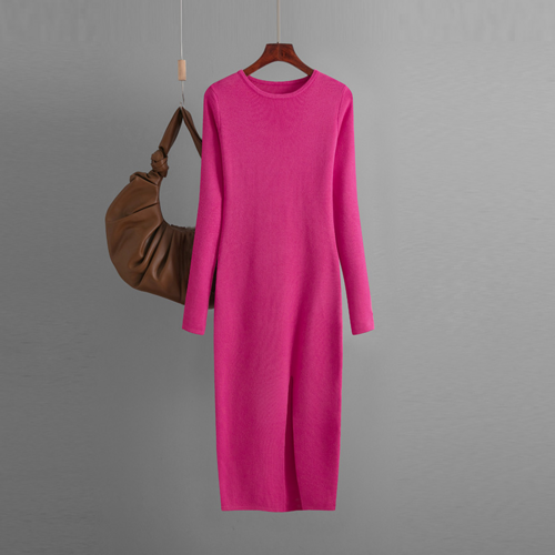 Robe Pull Dos Nu Beige - Fente Latérale