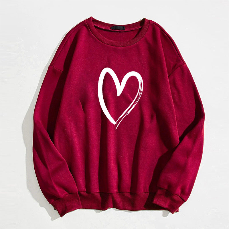 Pull pour femme à motif cœur, coupe ample, style urbain décontracté-1