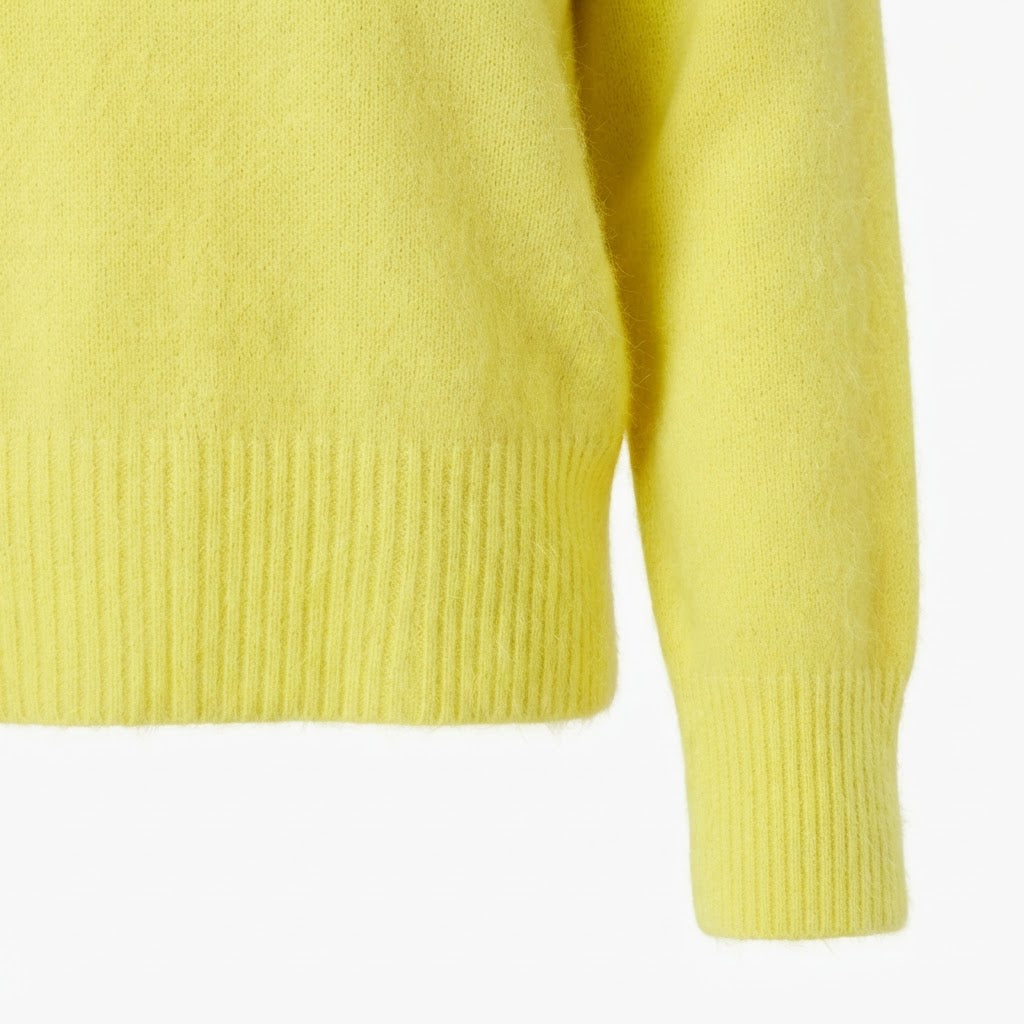 Pull col V femme en cachemire jaune fluo - RIA 3