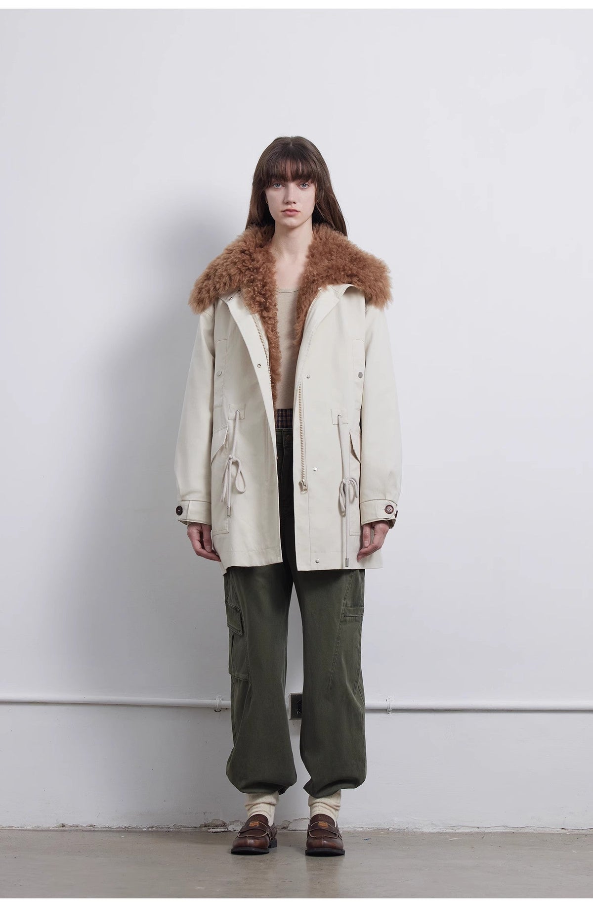 Parka mi-longue en duvet « Green Mile Miracle » à cordon de serrage et coupe ample-0