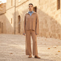 Polo manches longues femme en cachemire 6 fils camel - ZAYA 5