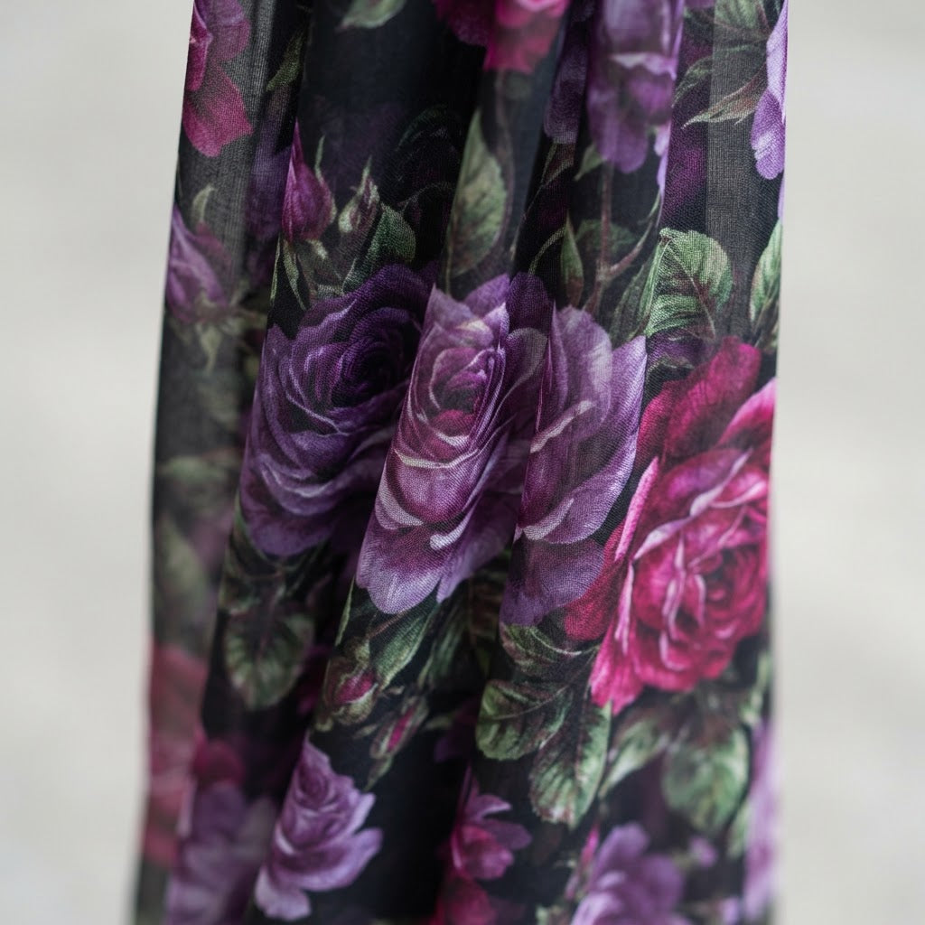 Blouse with purple flowers