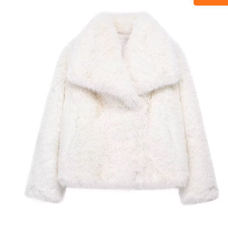 Manteau d'hiver pour femme en matière duveteuse, épais et chaud, avec revers-15