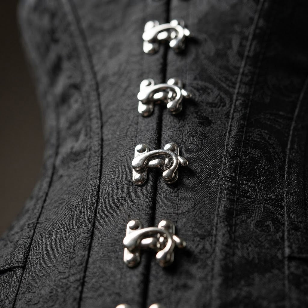 Corset Overbust Selene — Brocade Damassée & Fermetures Chrome