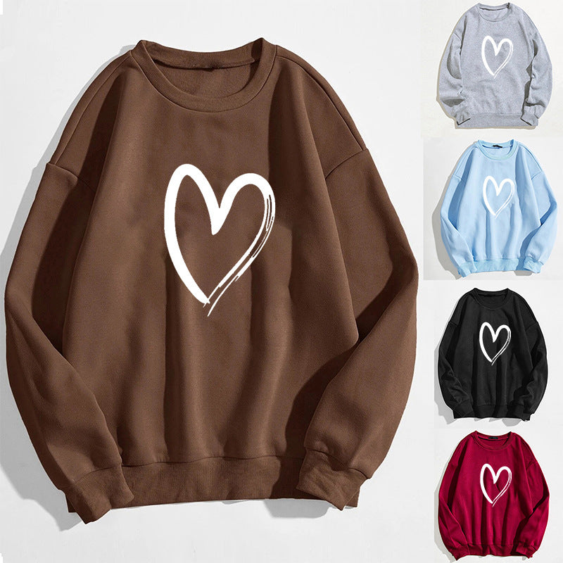 Pull pour femme à motif cœur, coupe ample, style urbain décontracté-0