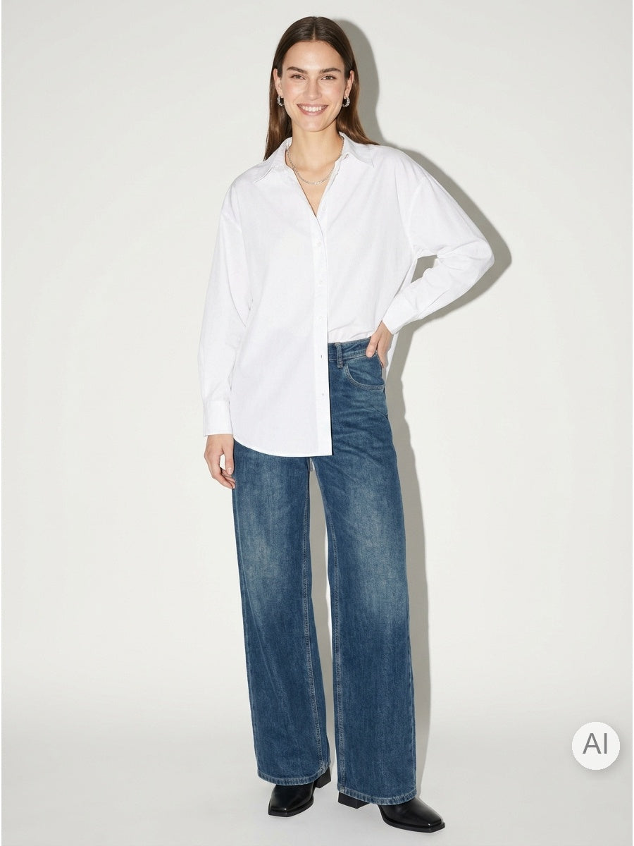 Jean pour femme en mélange de coton bleu – Pantalon en denim confortable et élégant-1