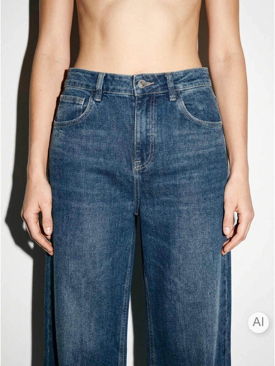 Jean pour femme en mélange de coton bleu – Pantalon en denim confortable et élégant-2