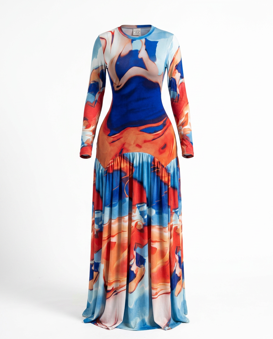 Vibrant Tie-Dye Pleated Maxi Dress-5