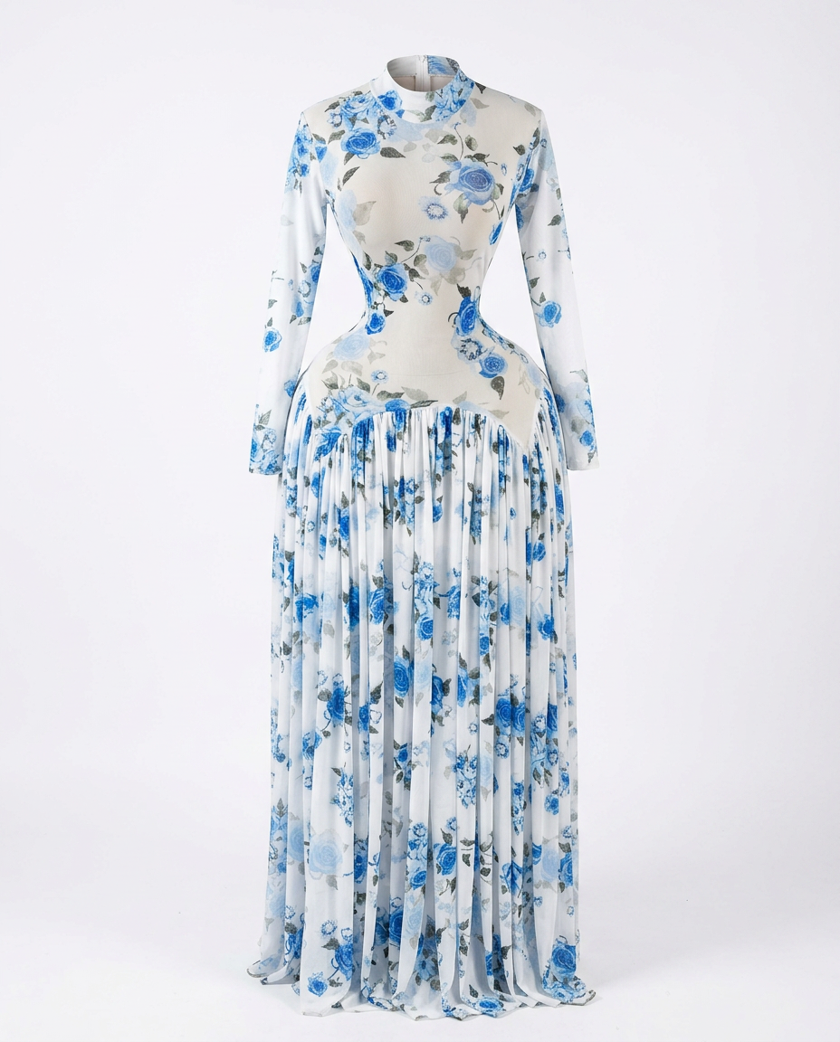 Vibrant Tie-Dye Pleated Maxi Dress-7