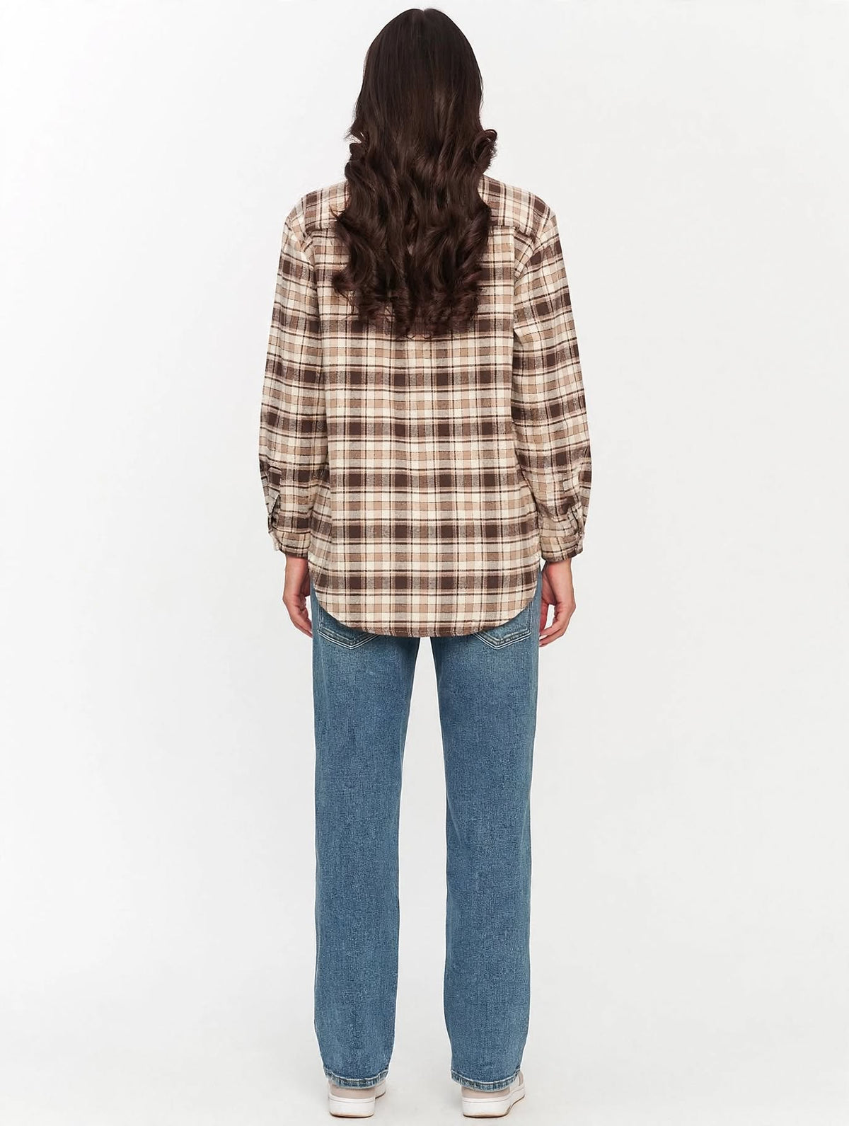 Chemise à carreaux à manches longues pour femme Makadamia, 100 % coton, fabriquée en Italie