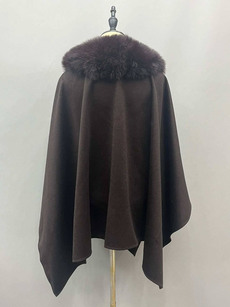 Green Cashmere Fur cape-2