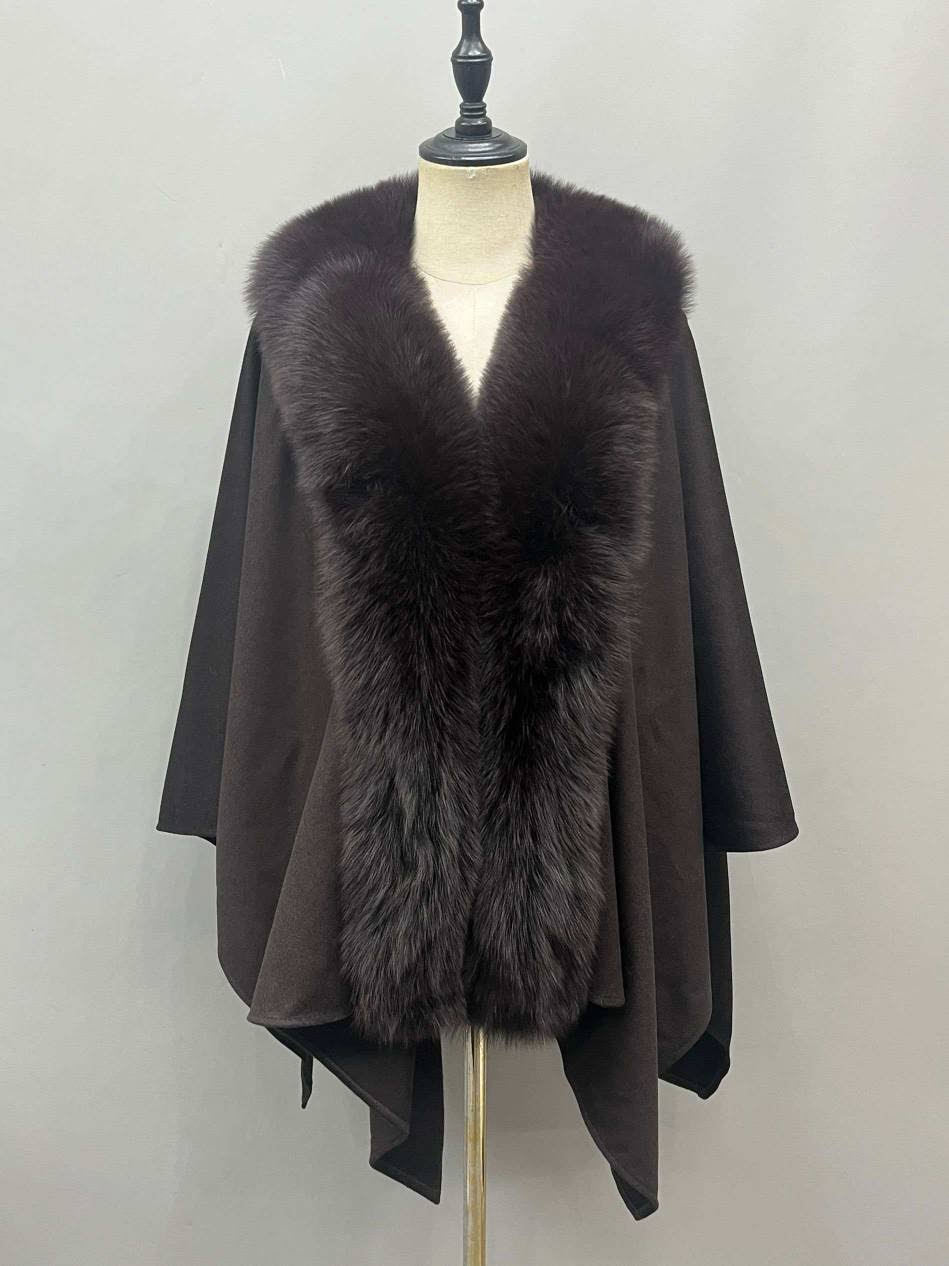 Green Cashmere Fur cape-1