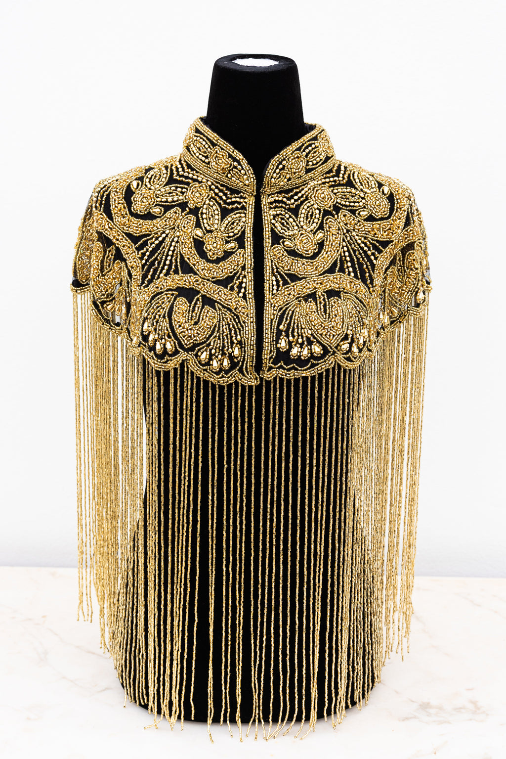 Cape bohème dorée faite main avec perles de verre scintillantes, tailles UK 8-20-1