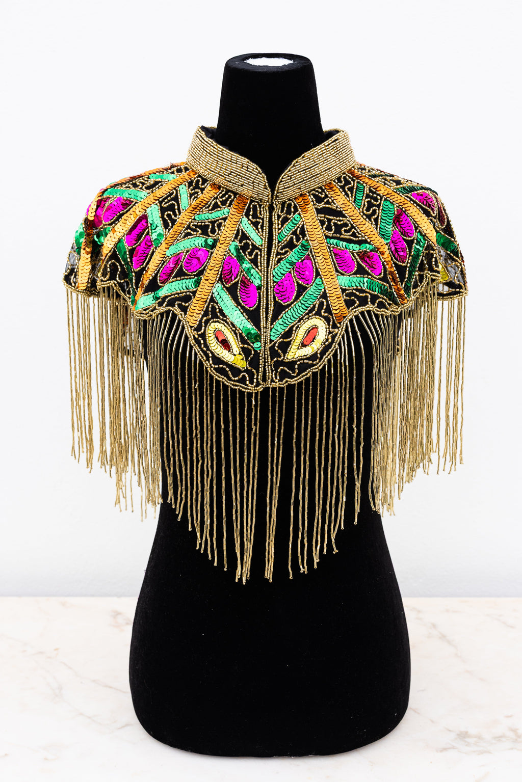 Cape disco à sequins, réversible et faite à la main, taille unique-1