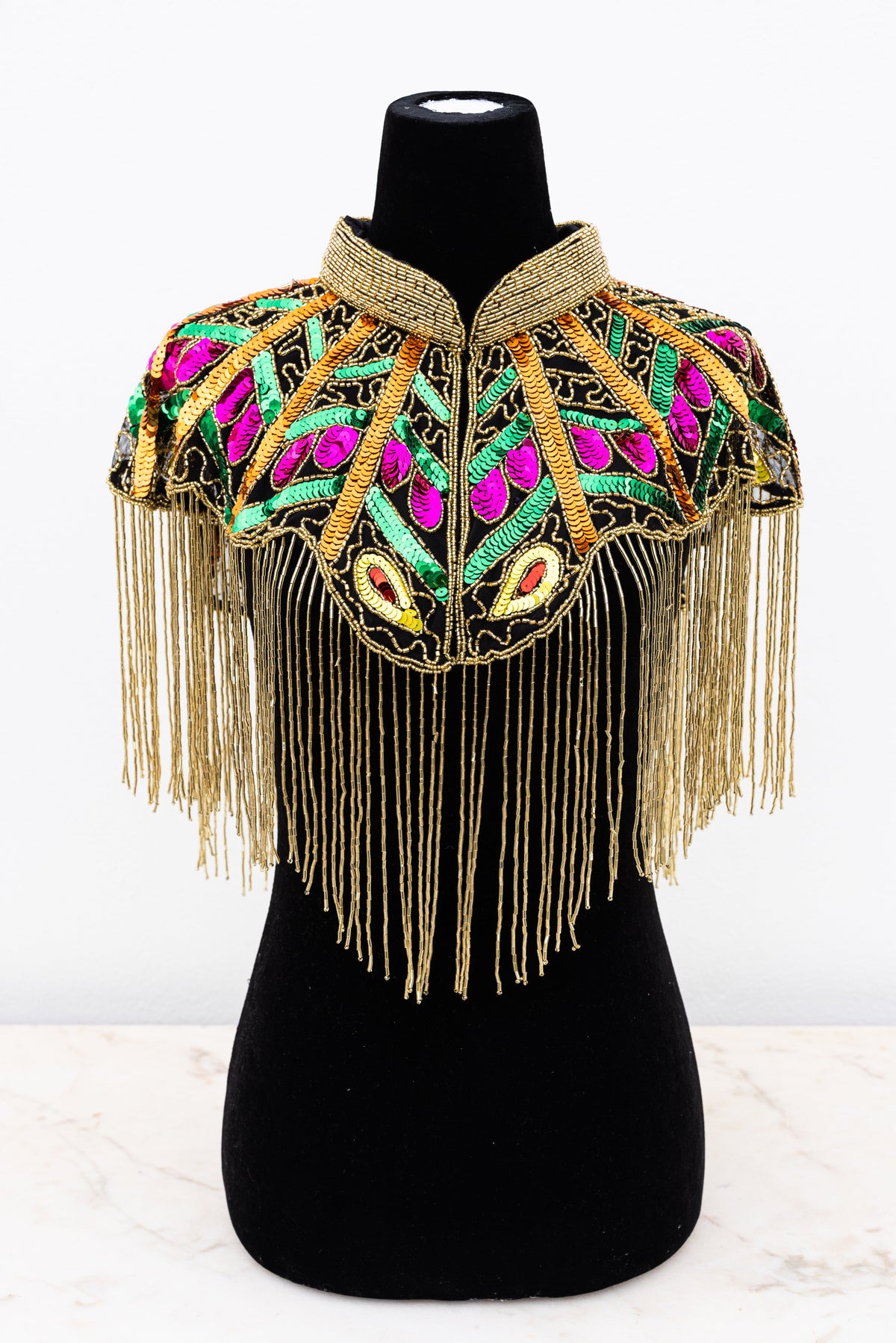Cape disco à sequins, réversible et faite à la main, taille unique-1