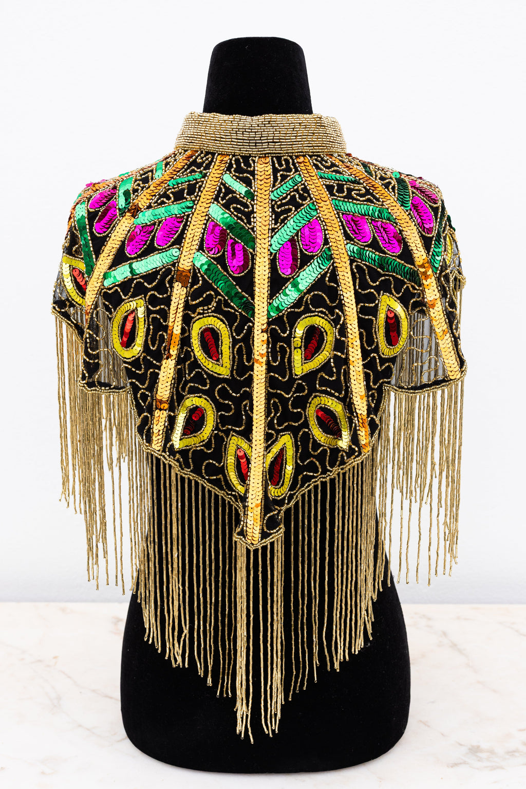 Cape disco à sequins, réversible et faite à la main, taille unique-2