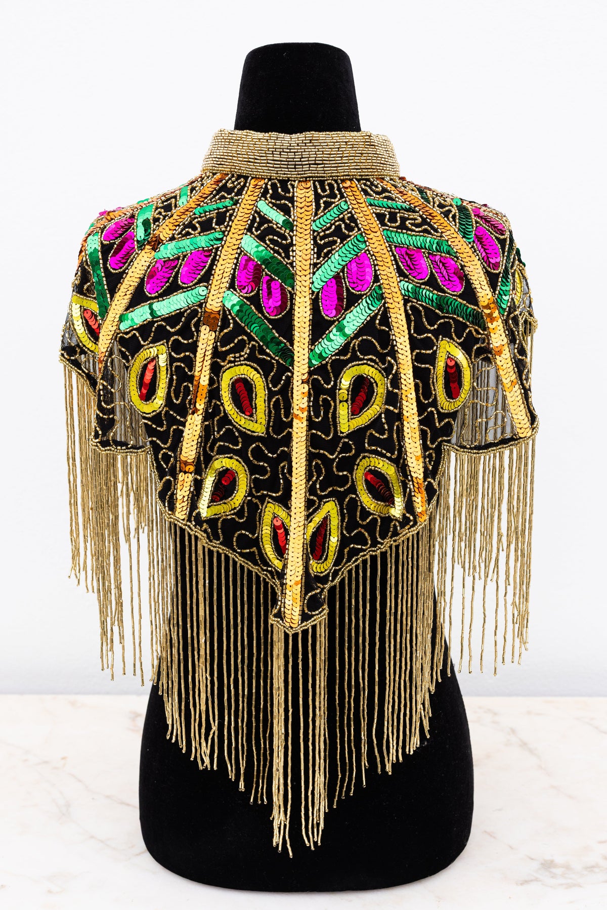 Cape disco à sequins, réversible et faite à la main, taille unique-2