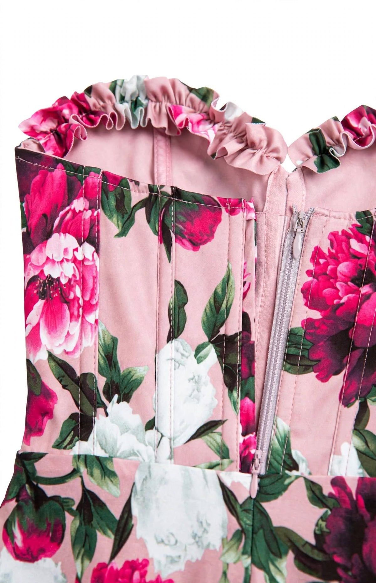 PEONY - Robe Maxi Corset Off-Shoulder Florale Pivoines - Sur Mesure UK