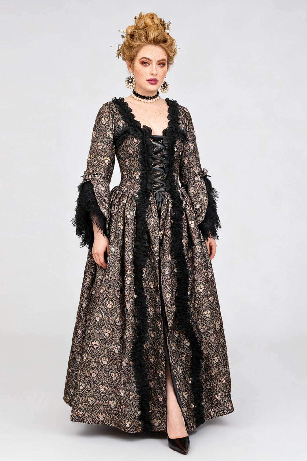 Bronze Rococo Muse Steel Boned Corset Dress-3