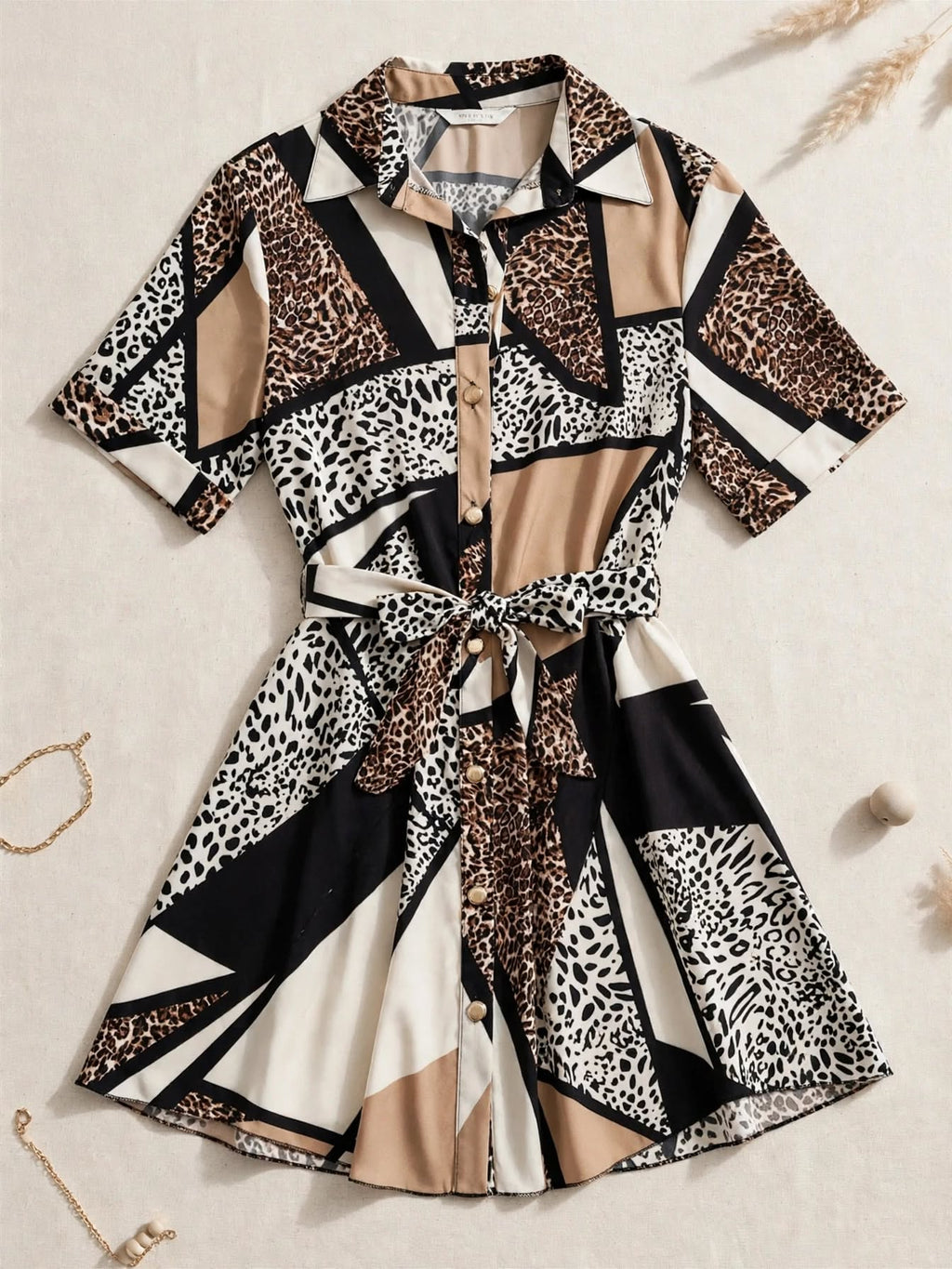 Robe Chemise Sophistiquée « Wild Elegance » - Imprimé Léopard Abstrait