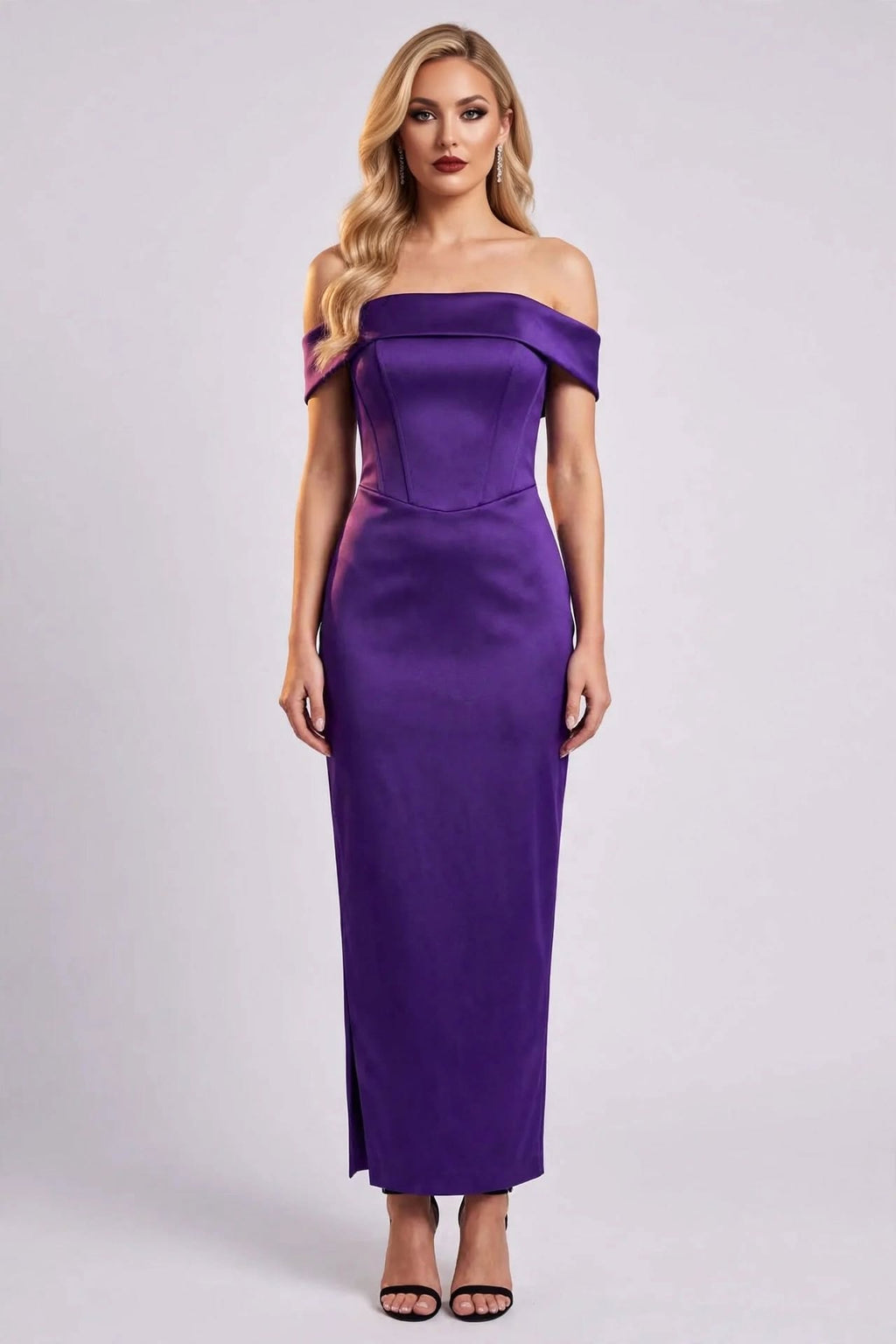 CELESTINE - Langes, trägerloses Säulenkleid für den Abend - Königsblau