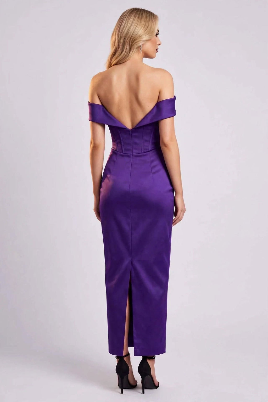 CELESTINE - Langes, trägerloses Säulenkleid für den Abend - Königsblau