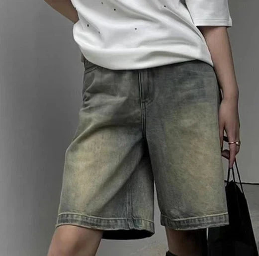 Short en jean taille haute pour femme, tailles S à 4XL, style coréen, streetwear d'été-5