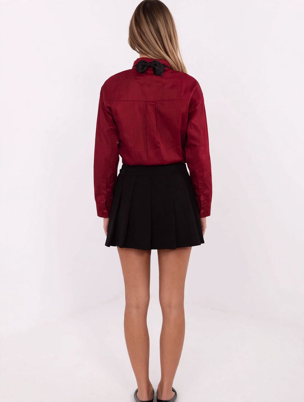 Chemise à manches longues pour femme, mélange de coton, élégante, rouge, Italy Moda