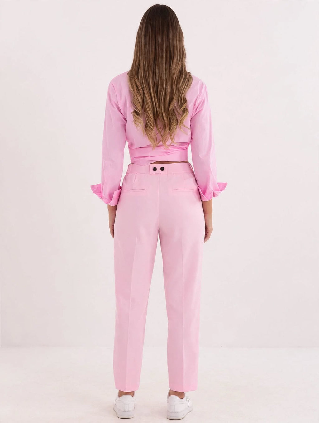 Chemise en coton à manches longues pour femme, modèle 226122, rose – Prix d'usine