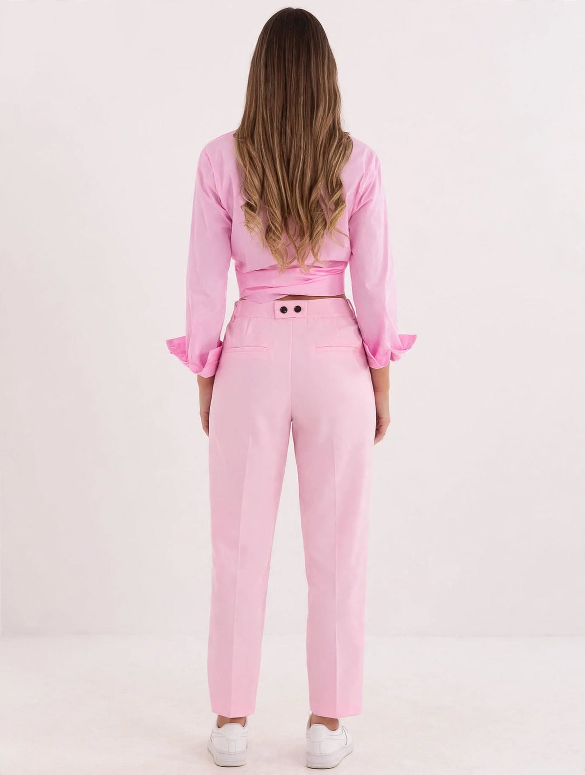 Chemise en coton à manches longues pour femme, modèle 226122, rose – Prix d'usine