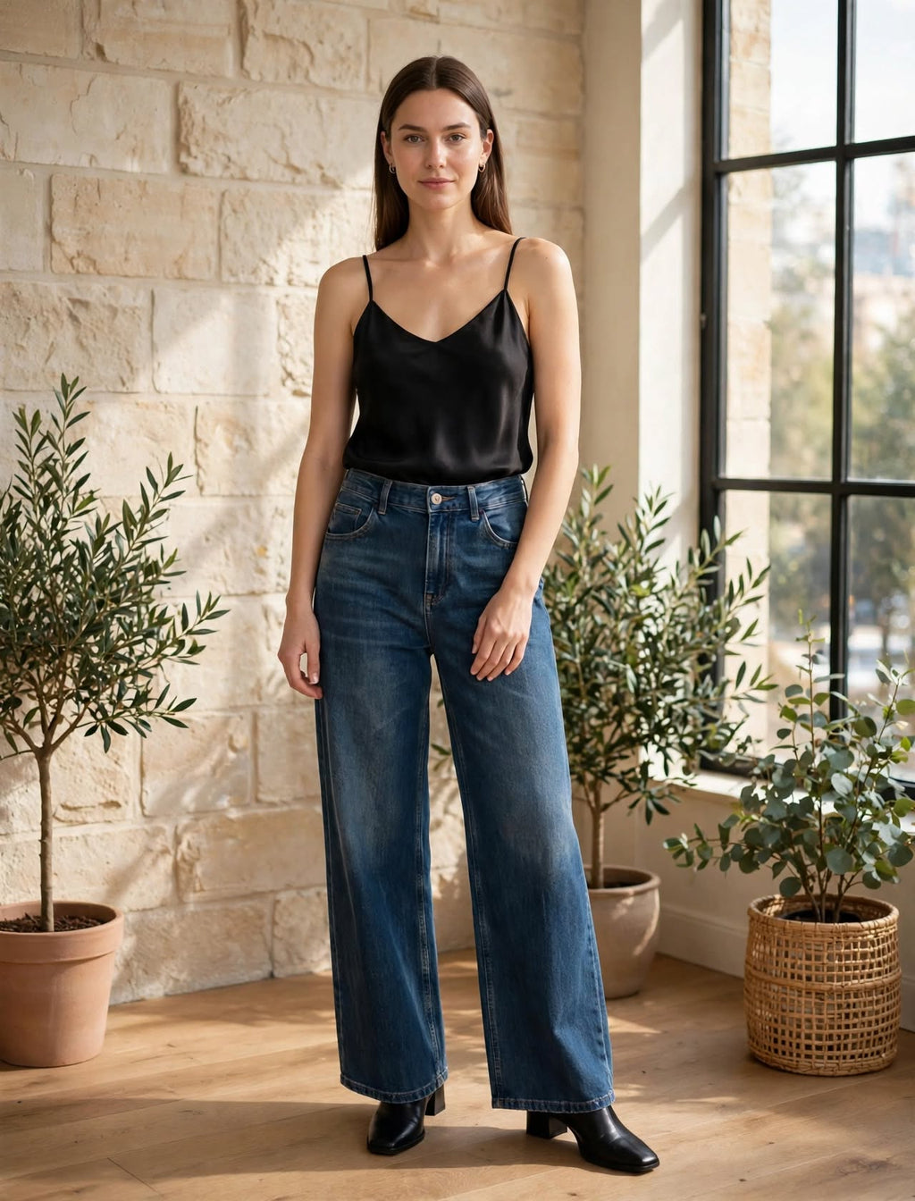 Jean pour femme en mélange de coton bleu – Pantalon en denim confortable et élégant
